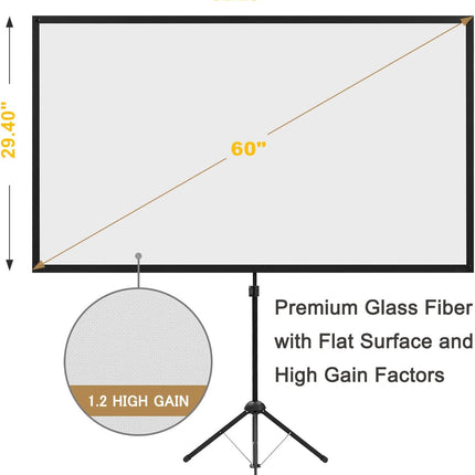 Projector Screen with Stand 100 Inch 16:9 Portable Outdoor Tripod excelimage