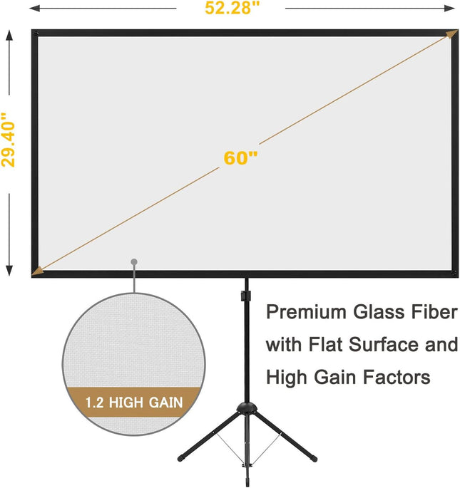 Projector Screen with Stand 100 Inch 16:9 Portable Outdoor Tripod excelimage