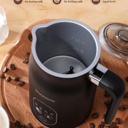 Milk Frother Electric 4 in 1 Steamer Warmer with 4 Temp Settings SHARDOR