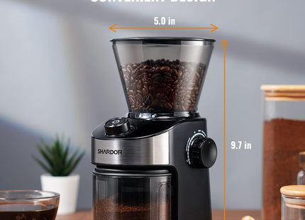 Coffee Grinder Burr Electric 25 Grind Settings with Digital Timer Black Shardor