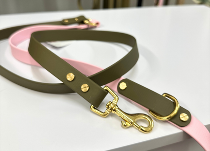 Petra Multiway Dog Lead in Olive & Pastel Pink