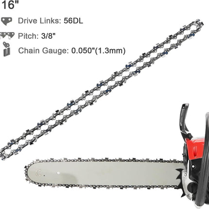 4-Pack 16'' Chainsaw Chains, 3/8'' Pitch, 0.050'' Gauge, 56 Links, Low-Kickback