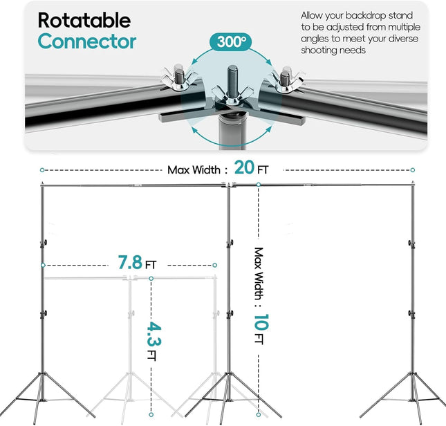 EMART 6x3m Pro Photo Studio Backdrop Stand Kit with Clamps & Bag