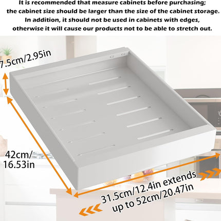 COVAODQ Pull-Out Kitchen Storage Organizer, Adjustable 31.5-52CM, 2-Pack