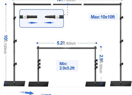 Backdrop Stand Heavy Duty 3x3m Adjustable Background Frame Steel Base EMART