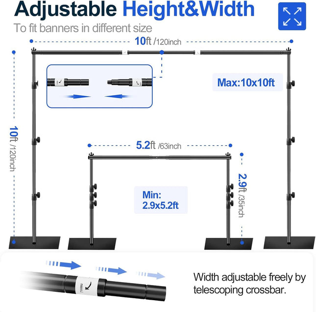 Backdrop Stand Heavy Duty 3x3m Adjustable Background Frame Steel Base EMART