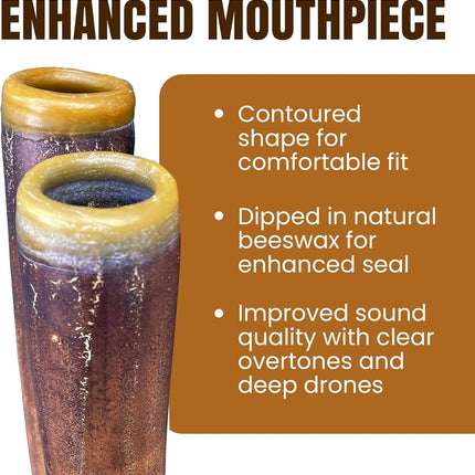 Didgeridoo Hand Fired Modern Beeswax Mouthpiece Easy Play World Percussion USA