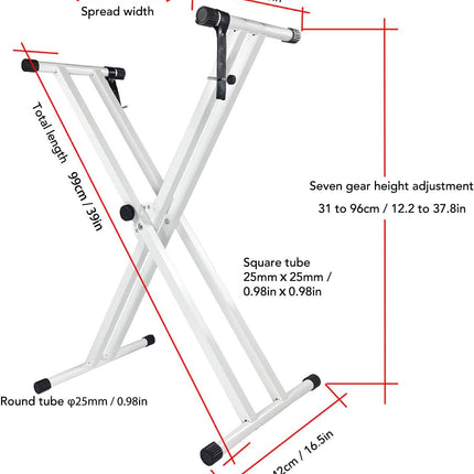 Double X Keyboard Stand – Adjustable 7 Heights, for 54–88 Key Electric Pianos