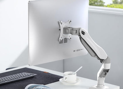 Single Monitor Arm 13 to 32 Inch Adjustable White Desk Mount VESA HUANUO