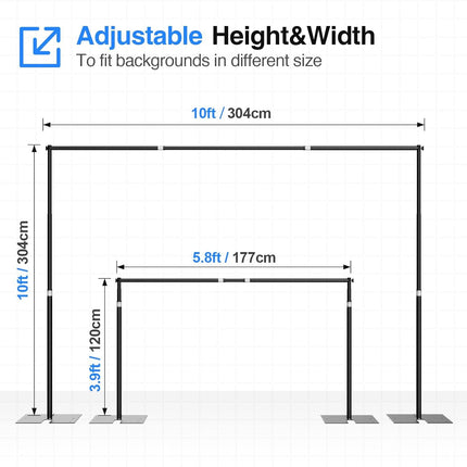 EMART 10x10ft Heavy Duty Backdrop Stand Kit – Adjustable Frame for Events