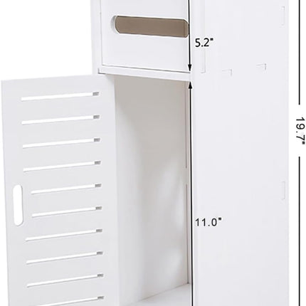 Small Bathroom Cabinet White 3 Tier Freestanding Tissue Box Storage Ejoyous