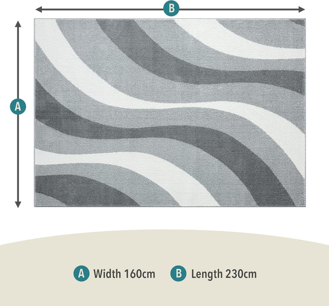 Medium Area Rug 160x230cm Swirl Pattern Vibrant Short Pile Natural