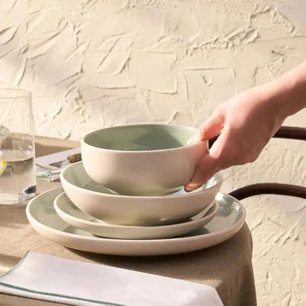 Karaca Abby Stoneware Dinner Set for 6 - Elegant Tableware, 23 Piece, Green