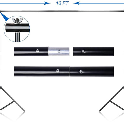 Photography Backdrop Stand 8.5x10ft with 10x12ft White Screen for Studio EMART