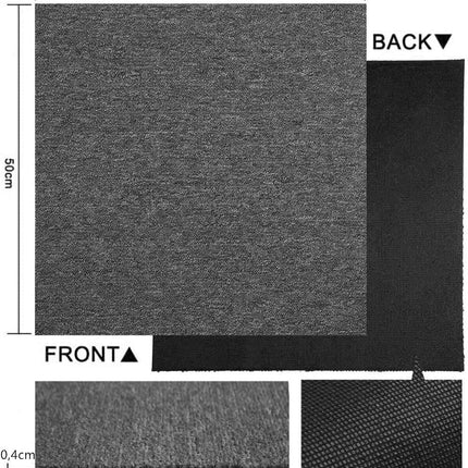 Carpet Tiles 50x50cm 20PCS Heavy Duty Commercial PVC Backing Dark Grey Nisorpa