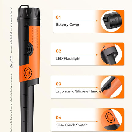 Metal Detector Pinpointer Waterproof 360 Detection Handheld SUNPOW OTMD12