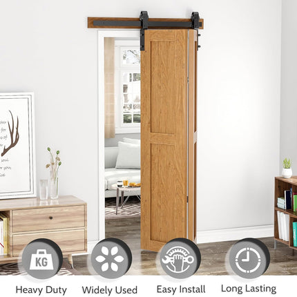 Bifold Sliding Barn Door Hardware Kit 3.3FT Double Closet Track SANKEYTEW
