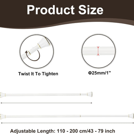 Curtain Rod Adjustable 43-79 Inch Spring Tension Stainless Steel White Gold