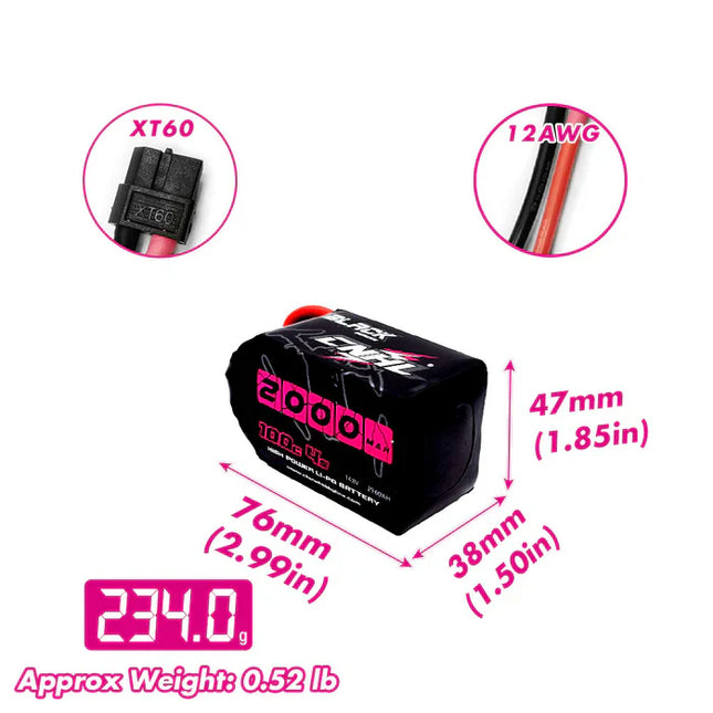 CNHL Black Series 2000mAh 14.8V 4S 100C Lipo Battery