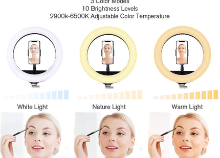 EOTO 18'' LED Ring Light w/ Tripod Dimmable Makeup Light for Studio & Vlog CRI 90