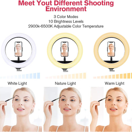 EOTO 18'' LED Ring Light w/ Tripod Dimmable Makeup Light for Studio & Vlog CRI 90