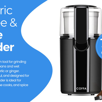 Electric Coffee Grinder 200W 70g with 2 Stainless Steel Bowls Wet & Dry COFFA