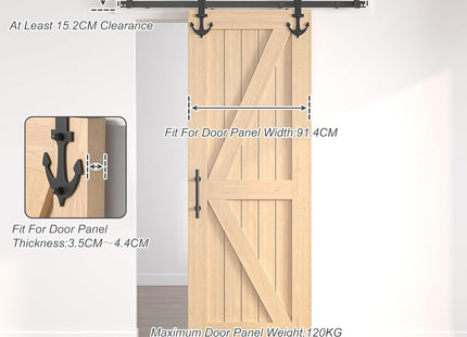 Sliding Barn Door Kit 6FT Heavy Duty Single Wood Door Track Black SANKEYTEW