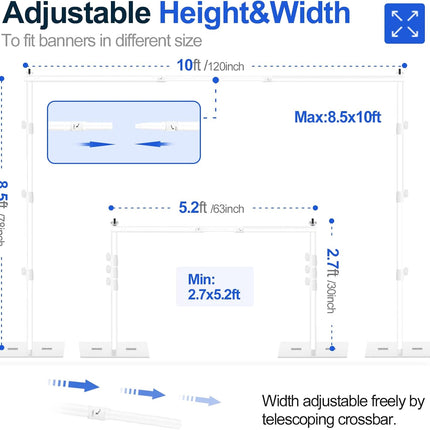 EMART 8.5x10ft Backdrop Stand – Heavy Duty White Frame for Studio & Events