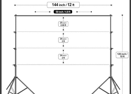 Large Photo Backdrop Stand 10x12ft Adjustable Support Kit for Studio EMART