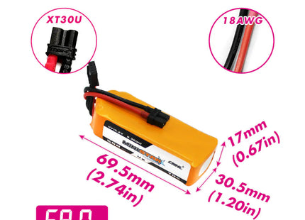 CNHL Ministar 550mAh 15.2V 4S 70C Lipo Battery XT30 (pack of 3)