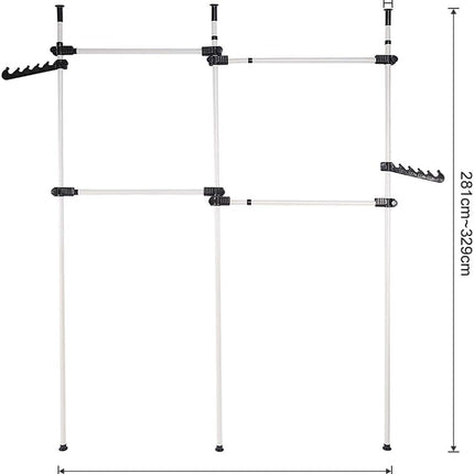 Telescopic Clothes Rail Adjustable Wardrobe Organiser 3 Poles 4 Bars Cocoarm