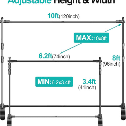 EMART 10x8ft Adjustable Photo Backdrop Banner Stand Heavy Duty Frame Kit