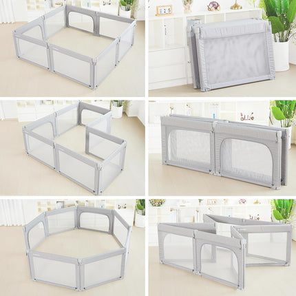 Baby Playpen 180x200cm, Foldable Safety Gate, Adjustable Indoor Play Yard