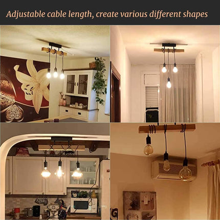 Lightess 3-Head Black Wood Pendant Light – Vintage Semi Flush Ceiling Fixture