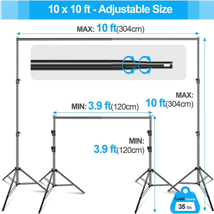 Backdrop Stand 3x3m Heavy Duty Adjustable Photography Frame Kit EMART