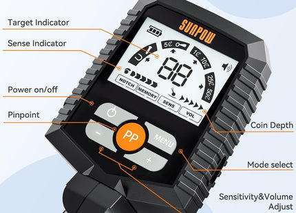 Metal Detector Waterproof Gold Detecting LCD Display 4 Modes SUNPOW