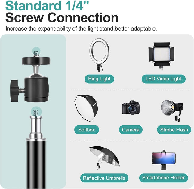 EMART 62inch Light Stand, Adjustable Aluminum Tripod, for Camera & Lighting, 2pk