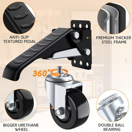 SOLEJAZZ 3" Heavy Duty Retractable Workbench Caster Wheels 420KG, 4 Pack
