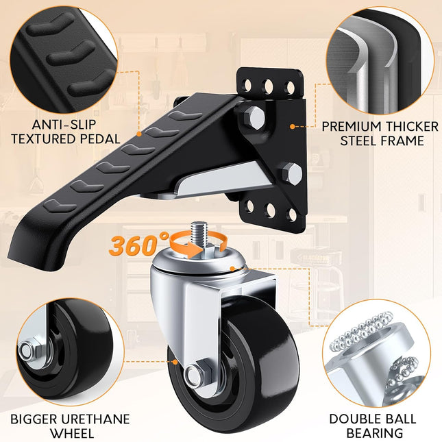 SOLEJAZZ 3" Heavy Duty Retractable Workbench Caster Wheels 420KG, 4 Pack
