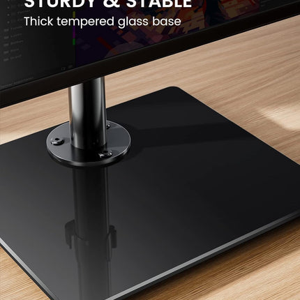 Single Monitor Stand 13 to 32 Inch Freestanding Arm Glass Base VESA ErGear