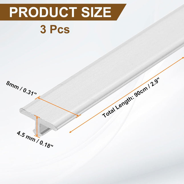 Floor Transition Strips Aluminium 3pcs 2.9ft Vinyl Laminate Trim Silver