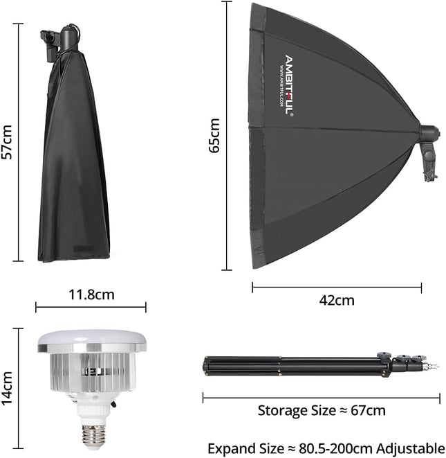 AMBITFUL AL-50 Softbox Lighting Kit 50W 3000-6500K Bi-Color LED Studio Lights