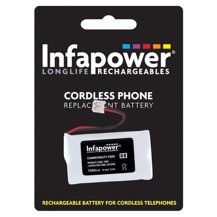InfaPower Cordless Telephone Rechargeable Ni-MH AA Batteries - Pack of 2
