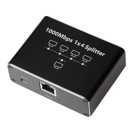 Maplin RJ45 1 Port In 4 Ports Out Ethernet LAN Splitter - Black