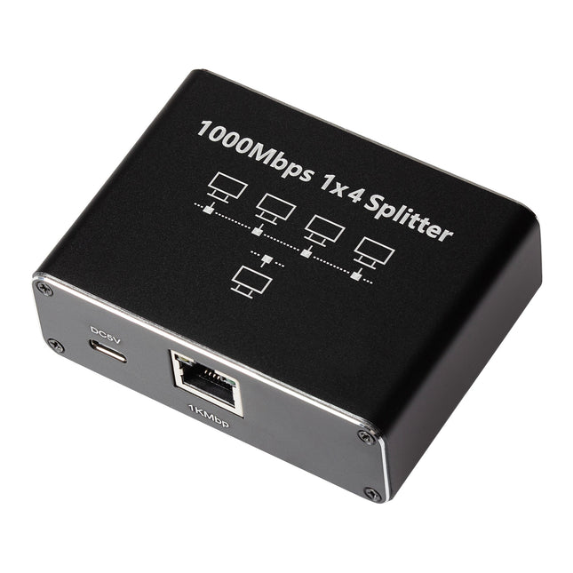 Maplin RJ45 1 Port In 4 Ports Out Ethernet LAN Splitter - Black