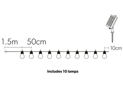 4lite Antheia Solar IP44 Festoon Outdoor String Lights - 5m