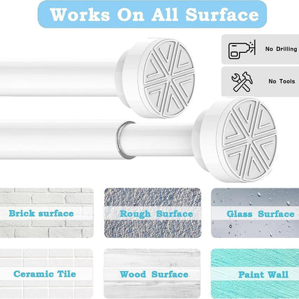 Shower Curtain Rod Extendable Stainless Steel No Rust 90-160cm Window