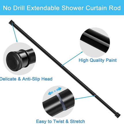 Shower Curtain Rod Extendable No Drill Tension Pole 63-85cm Silver