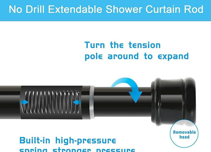 Shower Curtain Rod Extendable No Drill Tension Pole 63-85cm Silver