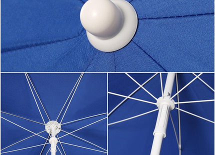 Tilting Beach Umbrella 1.6m UV20+ Portable Sun Shade Blue Sekey